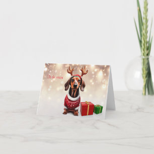 Dachshund-Rentier-Weihnachtskarte Karte