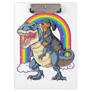 Dachshund Riding Dinosaur T Rex Gifts Boys Kids Me Klemmbrett