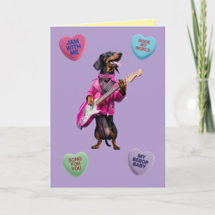 Dachshund Rocker Valentinstagskarte Feiertagskarte