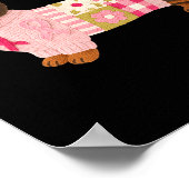 Dachshund rosa Band Brustkrebsbewusstsein Poster (Ecke)
