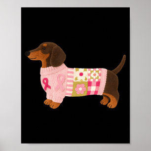 Dachshund rosa Band Brustkrebsbewusstsein  Poster