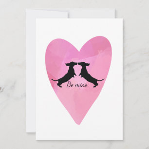Dachshund Rosa Herz Valentinskarte Feiertagskarte