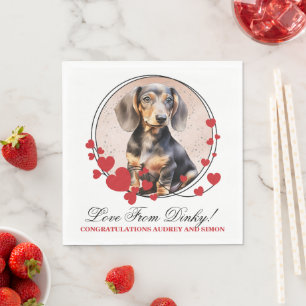 Dachshund rotes Herz Kranz mit Hunde Foto Serviette