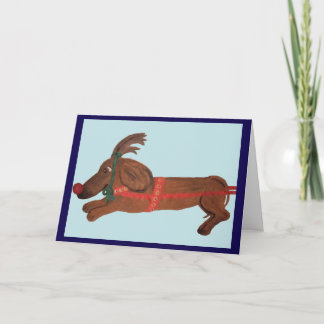 Dachshund Rudolph das Rotnasen-Rentier Karte
