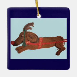 Dachshund Rudolph das Rotnasen-Rentier Keramikornament