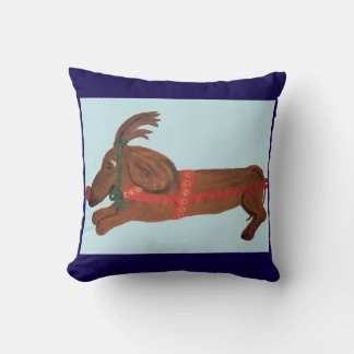 Dachshund Rudolph das Rotnasen-Rentier Kissen