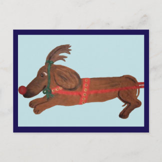 Dachshund Rudolph das Rotnasen-Rentier Postkarte