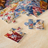 Dachshund ruht auf einer Patchwork-Gartenbank Puzzle (Seite)