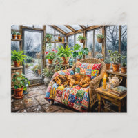 Dachshund ruht auf Patchwork-Stuhl in Greenh