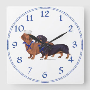 Dachshund Sailors Quadratische Wanduhr