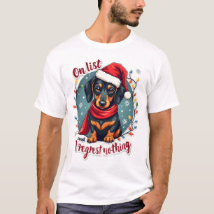 Dachshund Santa auf der unartigen Liste Dachshund  T-Shirt