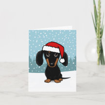 Dachshund Santa Black and Tan Wiener Dog Christmas