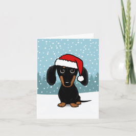 Dachshund Santa Black and Tan Wiener Dog Christmas Feiertagskarte