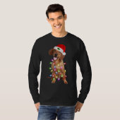 Dachshund Santa Christmas Tree Lights Xmas T-Shirt (Vorne ganz)