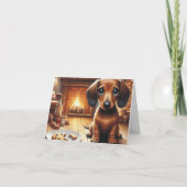 Dachshund Santa Cookies Feiertagskarte (Vorderseite)