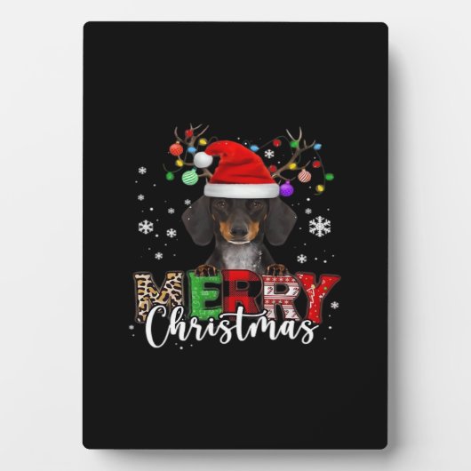 Dachshund Santa Dog Merry Christmas Oversized T-Sh Fotoplatte (Vorderseite)