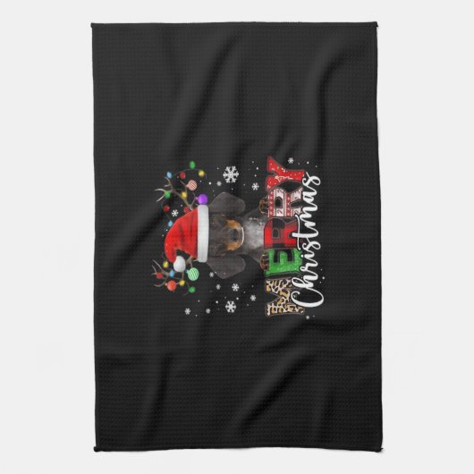 Dachshund Santa Dog Merry Christmas Oversized T-Sh Geschirrtuch (Vertikal)