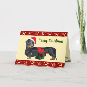 Dachshund Santa Fröhliche Weihnachtsszene Karte
