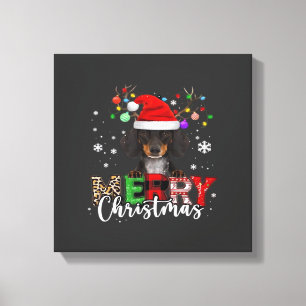 Dachshund Santa Hund Frohe Weihnachten Oversized T Leinwanddruck