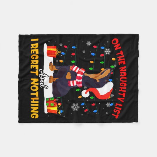 Dachshund Santa On The Naughty List Dachshund Chri Fleecedecke (Vorderseite (Horizontal))
