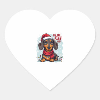 Dachshund Santa On The Naughty List Dachshund Chri Herz-Aufkleber