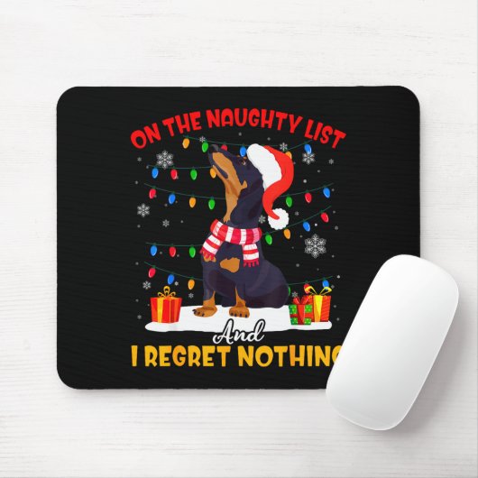Dachshund Santa On The Naughty List Dachshund Chri Mousepad (Mit Mouse)