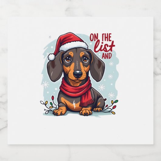 Dachshund Santa On The Naughty List Dachshund Chri Schaumweinetikett (Einzelnes Label)