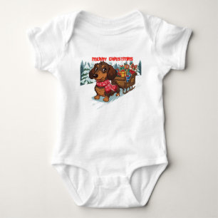 Dachshund-Schlittenfahrt – Süßer Wiener-Hund-Weihn Baby Strampler