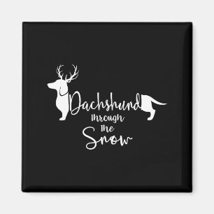 Dachshund Schnee Süßer Wiener Hund Besitzer Christ Magnet