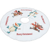 Dachshund-Schneemann-Christbaum-Unterlage Polyester Weihnachtsbaumdecke (Schrägansicht)