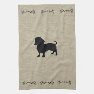 Dachshund-Silhouette Küchenhandtuch Geschirrtuch