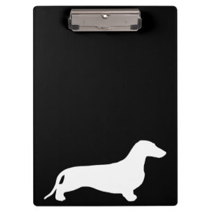 Dachshund-Silhouette weiß + Ihre Ideen Klemmbrett