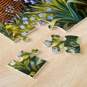 Dachshund sitzt mit Osterkorb im Garten Puzzle (Seite)