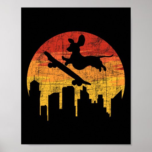 Dachshund Skateboarder - Skateboard fahrender Hund Poster (Vorne)