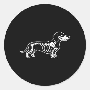 Dachshund-Skelett Halloween-Wursthund Runder Aufkleber