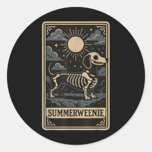 Dachshund-Skelett Summerween-Hunde-Kunst im Vintag Runder Aufkleber