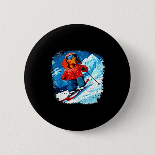 Dachshund-Ski Button (Vorderseite)