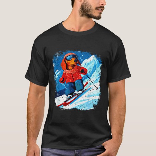 Dachshund Ski  T-Shirt (Vorderseite)