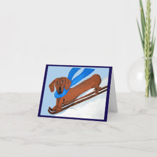Dachshund Skifahren Einladung