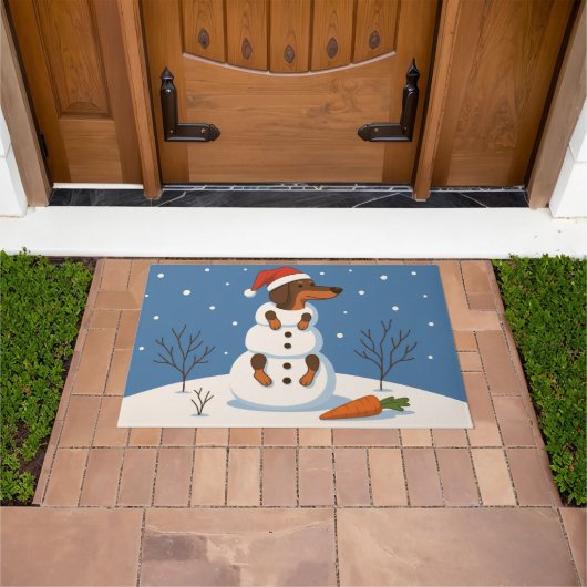 Dachshund Snowman Christmas Doormat Fußmatte (Außenbereich)