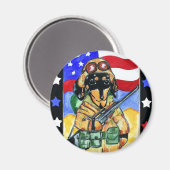 Dachshund Soldat Magnet (Vorderseite/Rückseite)