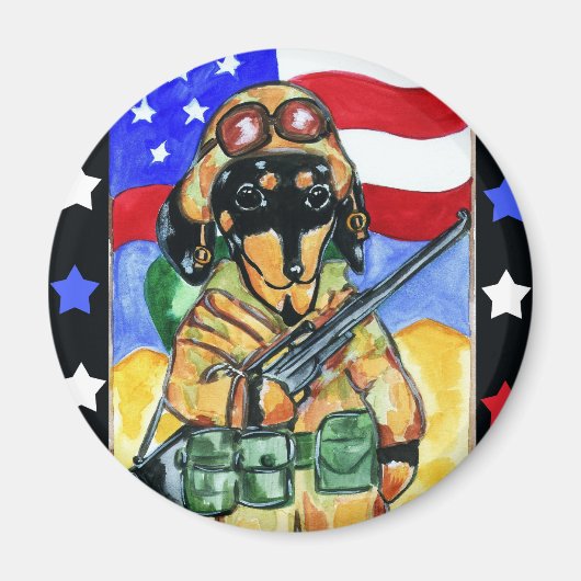Dachshund Soldat Magnet (Vorne)