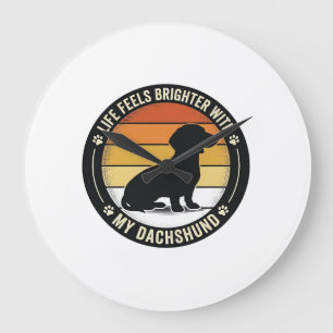 Dachshund-Sonnenuntergangs-Shirt Vintage-Hundelieb Große Wanduhr