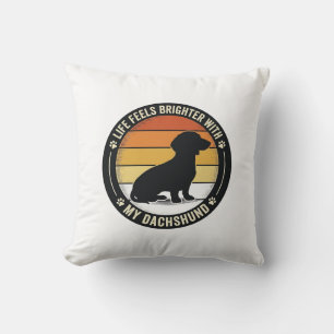Dachshund-Sonnenuntergangs-Shirt Vintage-Hundelieb Kissen