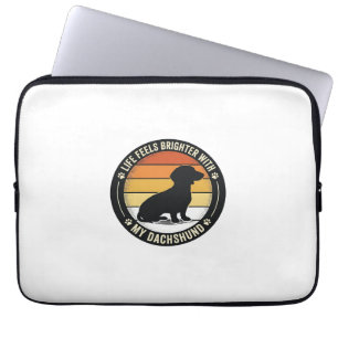 Dachshund-Sonnenuntergangs-Shirt Vintage-Hundelieb Laptopschutzhülle