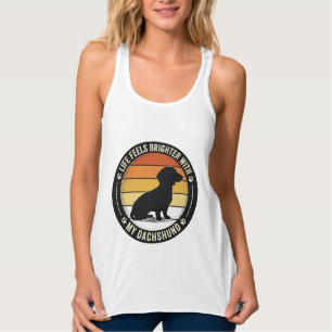 Dachshund-Sonnenuntergangs-Shirt Vintage-Hundelieb Tank Top