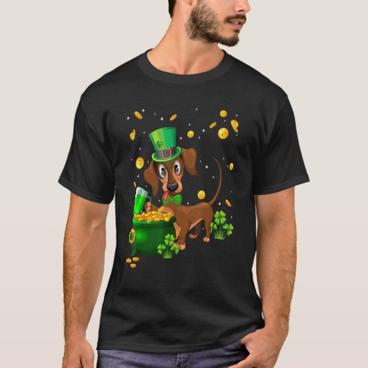Dachshund St. Patrick's Day Irischer Hund T-Shirt (Vorderseite)