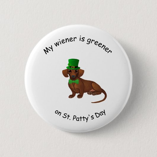 Dachshund St. Patrick's Day Knopf Button (Vorderseite)