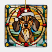 Dachshund Stained Glass Christmas Ornament (Rückseite)