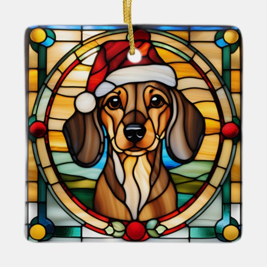 Dachshund Stained Glass Christmas Ornament (Vorderseite)